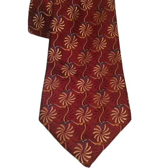 Jos A. Bank Signature Collection Red and Gold Patterned Neck Tie - Picture 2 of 4